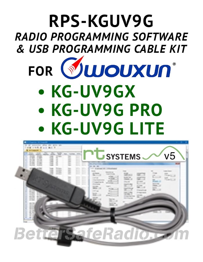 RT Systems Wouxun KG-UV9G LITE KG-UV9G PRO KG-UV9GX Advanced Radio Programming Software Cable Kit