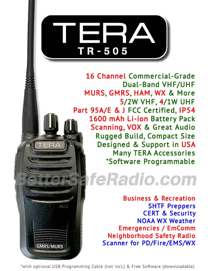 TERA TR-505 GMRS-MURS Two-Way Radio - Assembled Specs