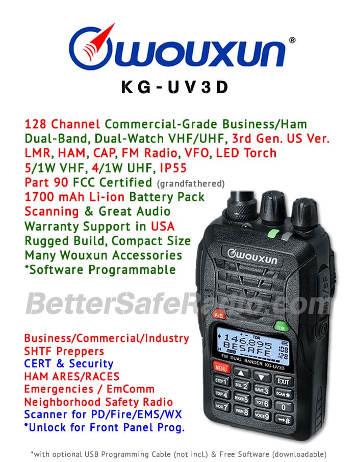 Wouxun KG-UV3D Commercial Ham Two-Way Radio - Assembled Specs